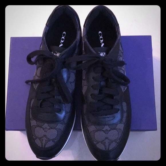 Coach Shoes - Coach Sneakers Black Napa smoke SIZE 8-1/2